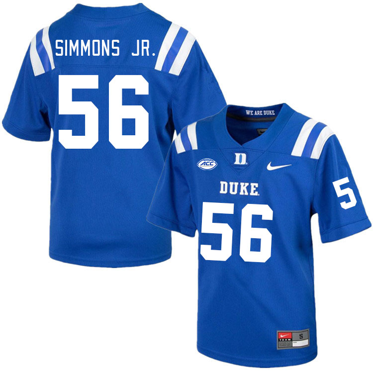 Men #56 Terry Simmons Jr. Duke Blue Devils College Football Jerseys Stitched Sale-Royal